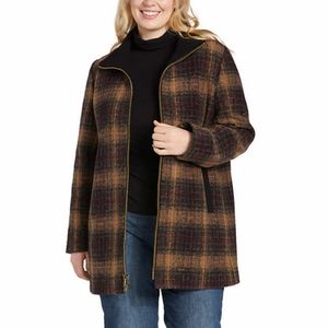 NEW Pendleton Women's Wool Blend Walker Coat in Maroon Plaid